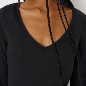 Reformation Jenna Long Sleeve Tee Black - Size S